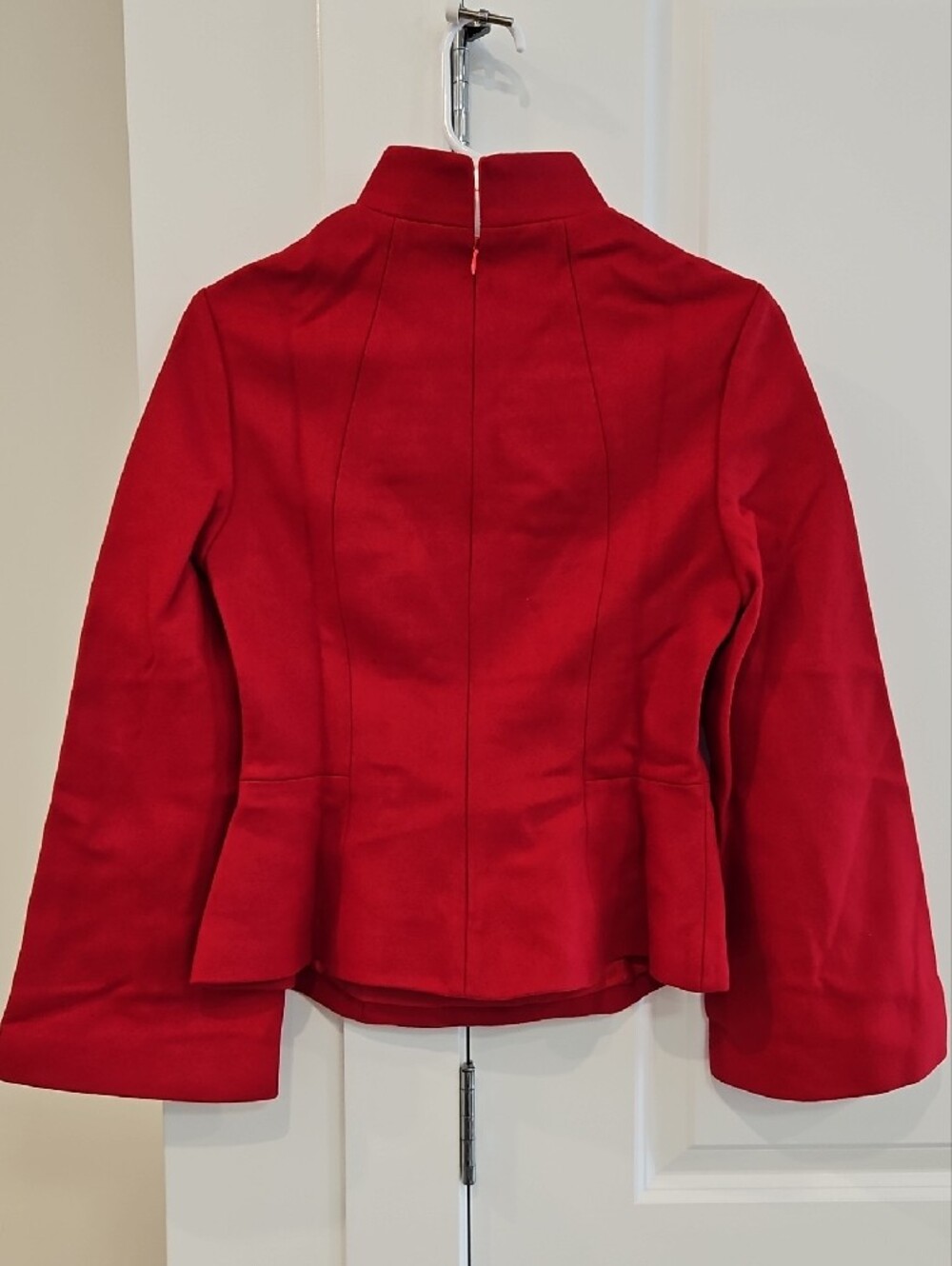 Red Women's Structured Ruffle-Front Jacket - Picture 4 of 9